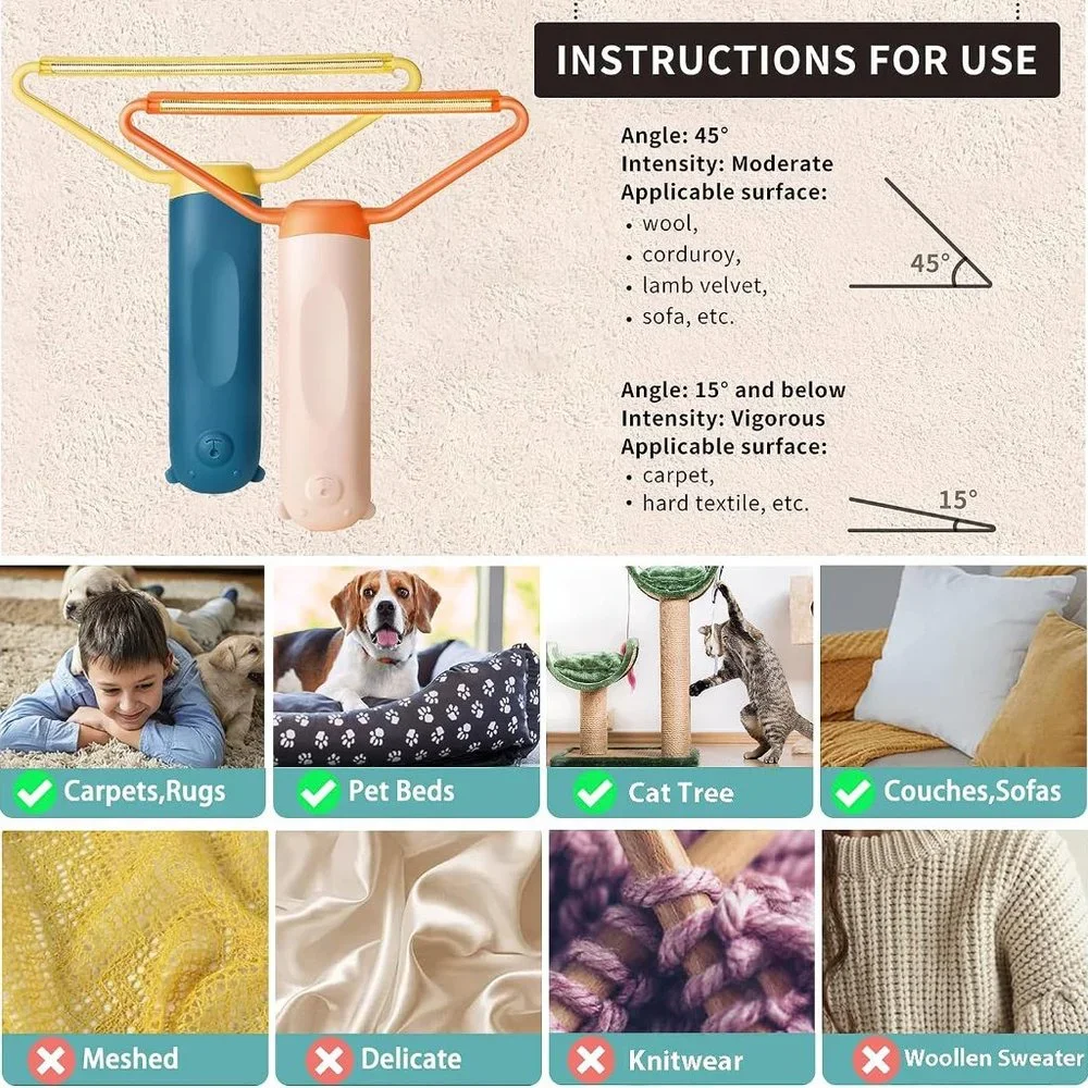 Pet Hair Remover for Couch, 4 PCS Dog Hair Remover for Couch, Efficient Pet Hair